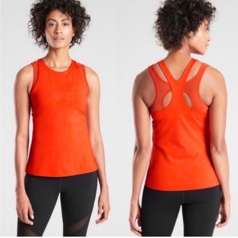 Athleta Tenacity Support Bra Tank Top Torch Red size Small EUC